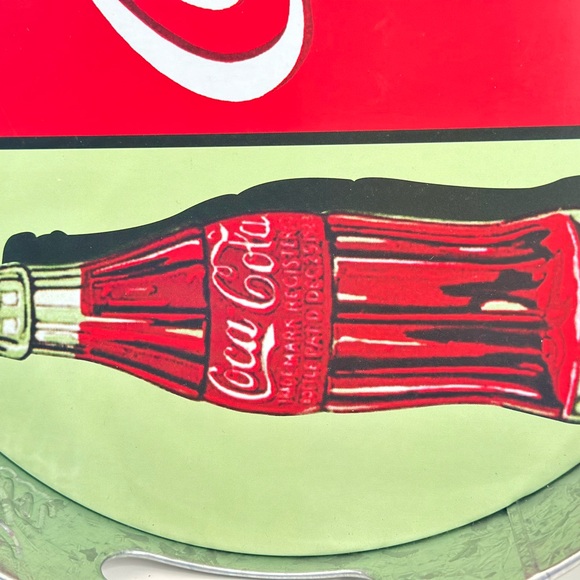 Drink Coca-Cola Delicious Refreshing Galvanized Tin Serving Tray w/ Handles - Picture 5 of 12